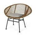 thumbnail image 3 of Outdoor Accent Chair Set of 2- Beige- Basket Brown Faux Rattan- Black, 3 of 5