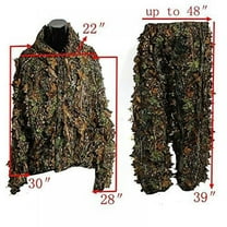 Big Clearance! 3D Leaves Linen Hunting Clothes Suit Long Sleeve Tops Pants Outdoor Shooting Birding Apparel For Photography