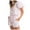 Pink, variant on Hauaitttt Women Peplum Shirt Shorts Set Two Piece Set Pajamas Sets Puff Sleeve Tie Front Top 2pcs Outfits Set Shorts Two Piece Outfits Two Piece Summer Clothes for Women Bathing Suits Tops for Women