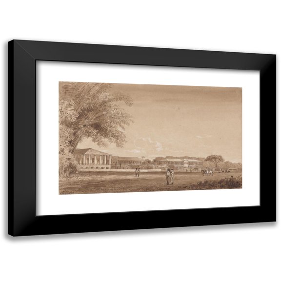 Michel Jean Cazabon 14x11 Black Modern Framed Museum Art Print Titled - St. James Barracks