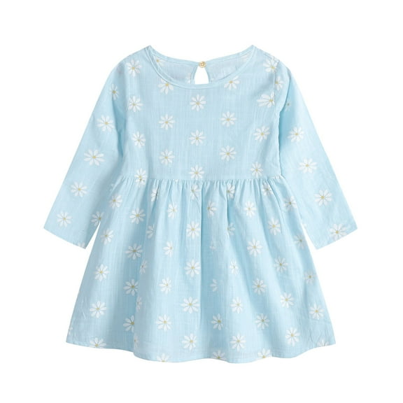 Staki Winter Dresses for Toddler Girls Toddler Baby Girl Dress Fall Winter Ribbed Pullover Casual Long Sleeve Girls Knit Sweater Dress(Light blue,5-6 Years)