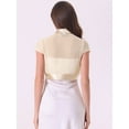 thumbnail image 4 of DARING DIVA Women's Satin Shrug Bolero Cap Sleeve Mesh Crop Cardigan M Apricot, 4 of 6