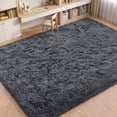 thumbnail image 4 of Nefoso Shag Area Rug, 5ft x 7ft Soft Fluffy Area Rugs for Living Room Bedroom Modern Decor Carpet, Dark Gray, 4 of 11