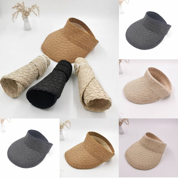 Only Moment Brown Adjustable Visor Sports Sun Visor Men Women Natural Straw Adjustable Clip On Visors Outdoor Golf Beach Cap One Size