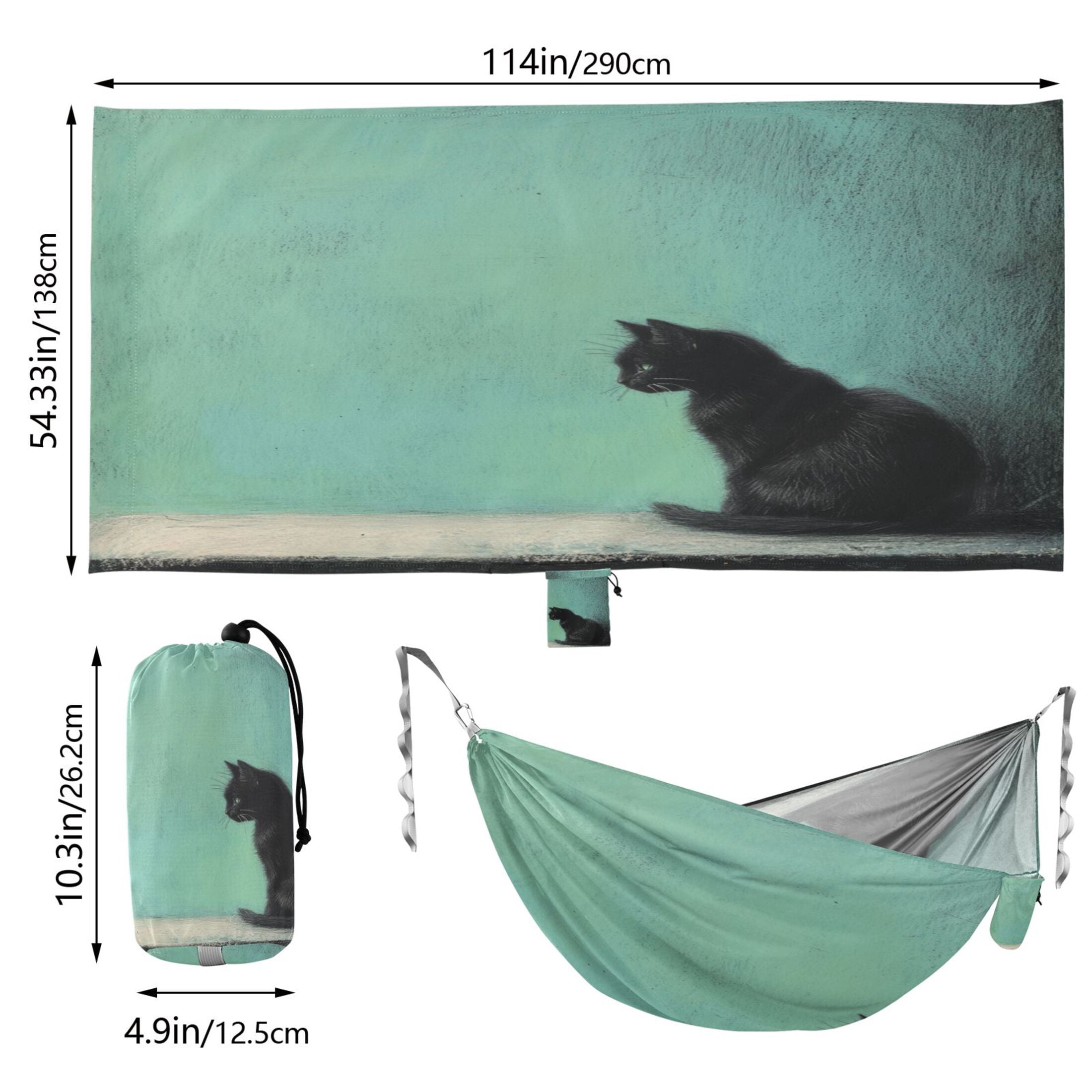 Hammock Camping Hammock Nylon Portable Hammock Travel Camping Hammock Black Cartoon Cat