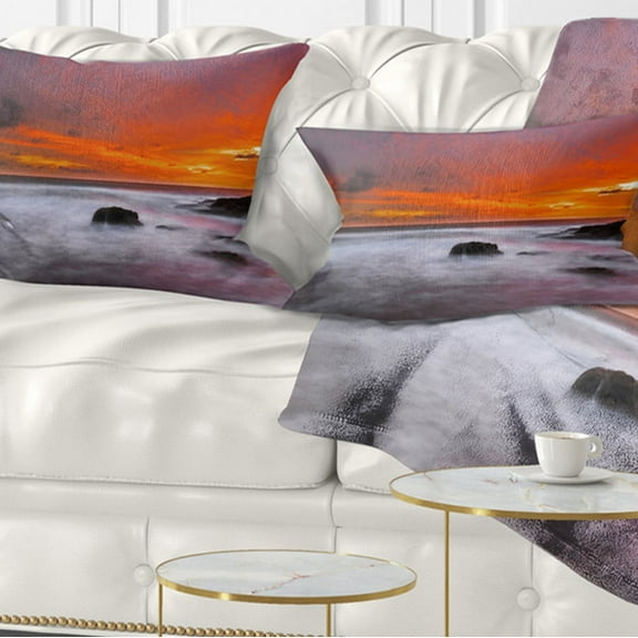 Designart 12" x 20" Blue Polyester Throw Pillow