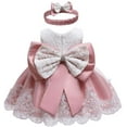 thumbnail image 2 of 2pcs Newborn Baby Girl Dress Lace Princess Tutu Dress Birthday Holiday Party Dress + Headband Outfits 0-24M, 2 of 2