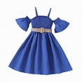 thumbnail image 1 of NIEWTR Robe Trapèze Mignonne pour Fillette Tout-Petit à Manches Courtes avec Jupe à Volants Contrastée pour Fête (Bleu, 8-9 Ans), 1 of 4