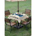 thumbnail image 4 of Outdoor Tablecloth with Umbrella Hole for Patio/Picnic/Party/Camping, Blue Black Buffalo Checkered Waterproof Table Cloth Square Cover Washable, Bones Cute Dogs Pets (60"x 60"), 4 of 8