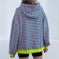 thumbnail image 5 of Jinhomg Womens Trendy Striped Sweatshirts Oversized Comfy Drawstring Hooded Pullover Fall Winter Casual Loose Long Sleeve Kangaroo Pocket Tops Pink XXL, 5 of 8