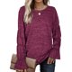 thumbnail image 2 of Jersey Cuello Redondo Manga Larga Trompeta Color Sólido Casual Cómodo Mujer Top Púrpura XXL, 2 of 5
