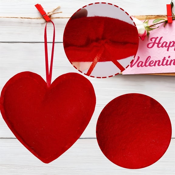BESTSKY 12 Pieces Valentine's Day Felt Heart Ornaments for Tree 4 Inch Valentines Heart Hanging Decorations Small Red Heart Ornaments Felt Heart Hanging Decoration for Valentine's Day Wedding Decor