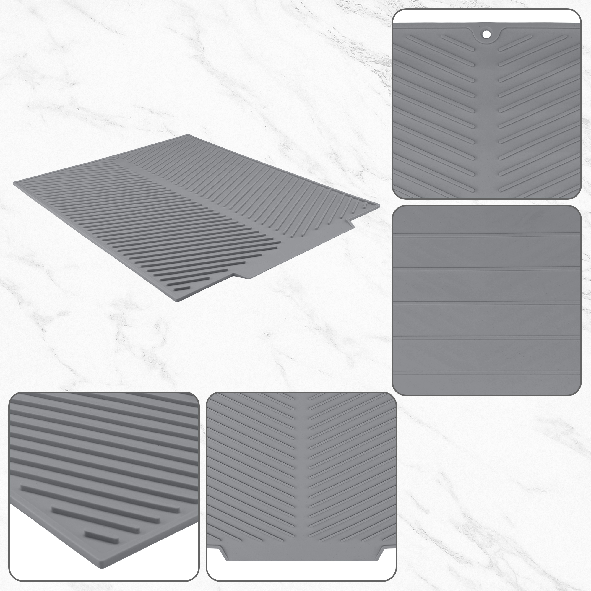 Unique Bargains Silicone Easy Clean Kitchen Dish Drying Mat Gray 20.1*16.1 inch
