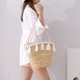 thumbnail image 4 of Bolso de paja para mujer, tejido con flores, para playa y verano, bandolera, cesta, bolso de compras, bolso con borla, bolso de paja para mujer tejido en la playa, 4 of 5