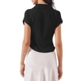 thumbnail image 3 of INSPIRE CHIC Dressy Top for Women's Lapel Collar Office Cap Sleeve Button Lightweight Work Blouse XS Black, 3 of 6