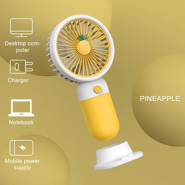 NARABB Cute Cartoon Fruit Small Fan Hand-held Fan Girl Outdoor Pocket Fan Desktop Learning Fan - Fans For Home