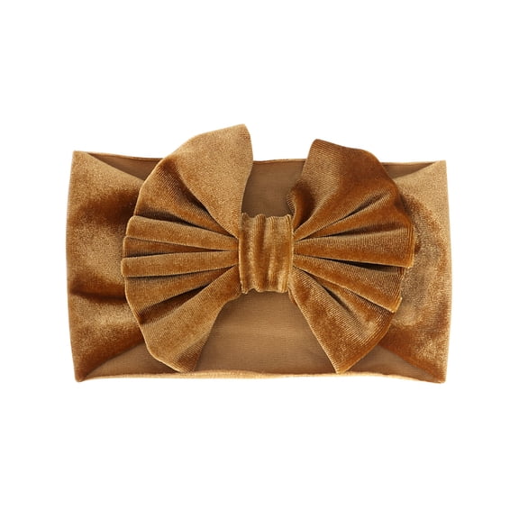 PRINxy Kids Headband & Headwraps,Toddler Baby Girls Cute Solid Color Gold Velvet Pleated Oversized Bow Headband Hair Accessories,Gold,One Size