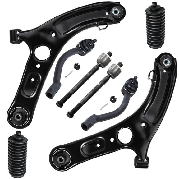Detroit Axle - 8pc Front End Suspension Kit for Hyundai Elantra Coupe GT Veloster, Lower Control Arms with Ball Joint Tie Rod Ends Boots Replacement