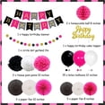 thumbnail image 5 of Birthday Decorations for Women Hot Pink and Black White Happy Birthday Bunting Banner Tissue pom Poms Paper Fans Circle Dots for Girls Birthday Party Supplies, 5 of 6