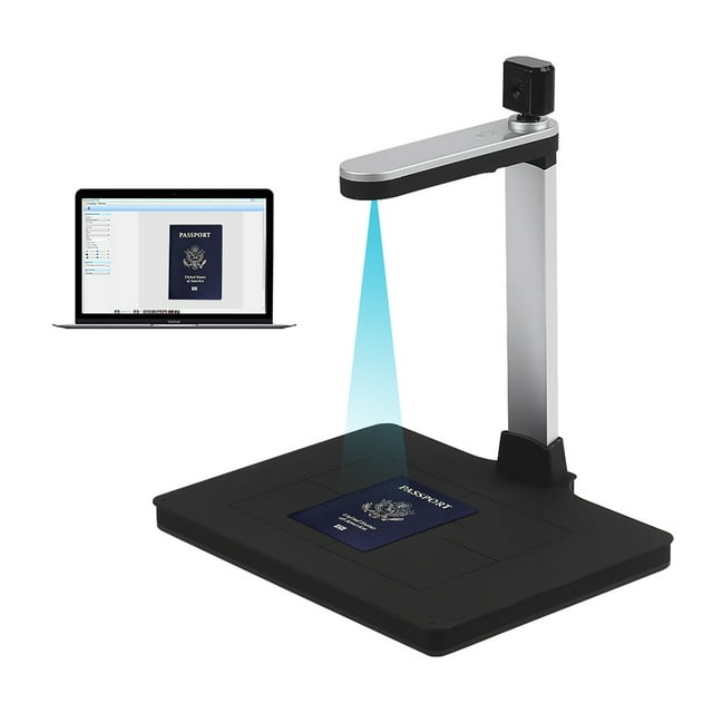 Yeacher HD Document Camera Scanner 10 Mege-Pixels with Dual-camera AI Technology Fill-in Light Support PDF Export Video Recording Support A4 Size Scanning for Classroom Office Library Bank for Windo