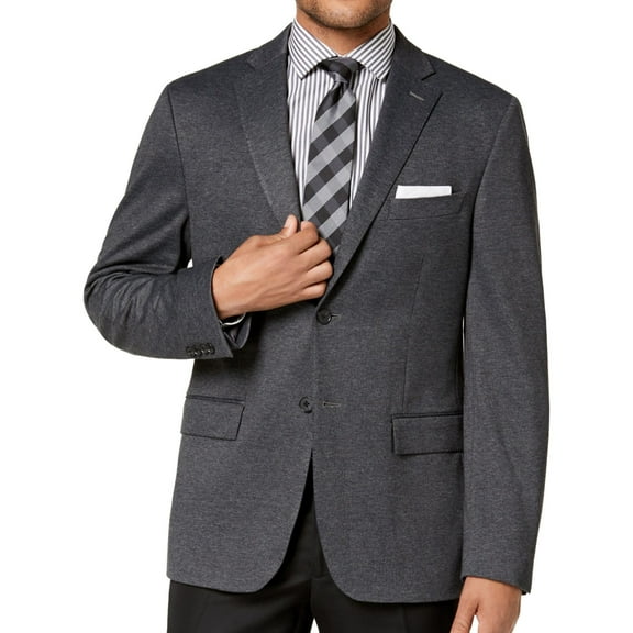 Ryan Seacrest Mens Sport Two Button Blazer Jacket, Grey, 44 Long