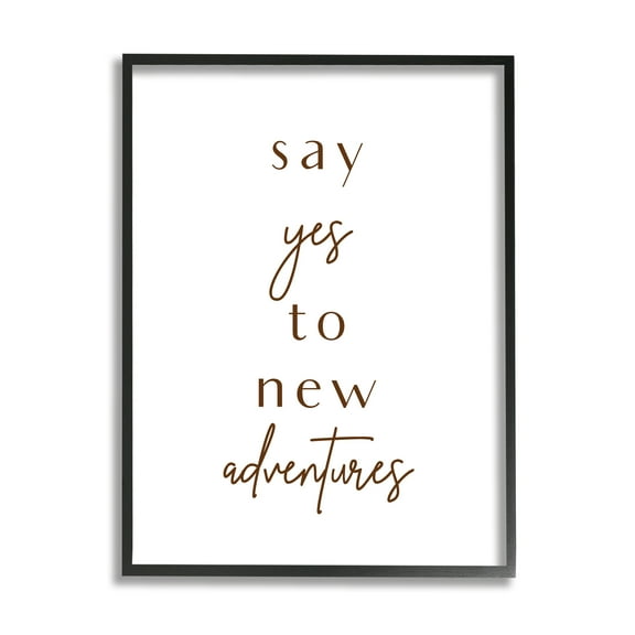 Stupell Indtries Say Yes to New Adventures Phrase Minimal Typography,16 x 20,Design by Birch&Ink