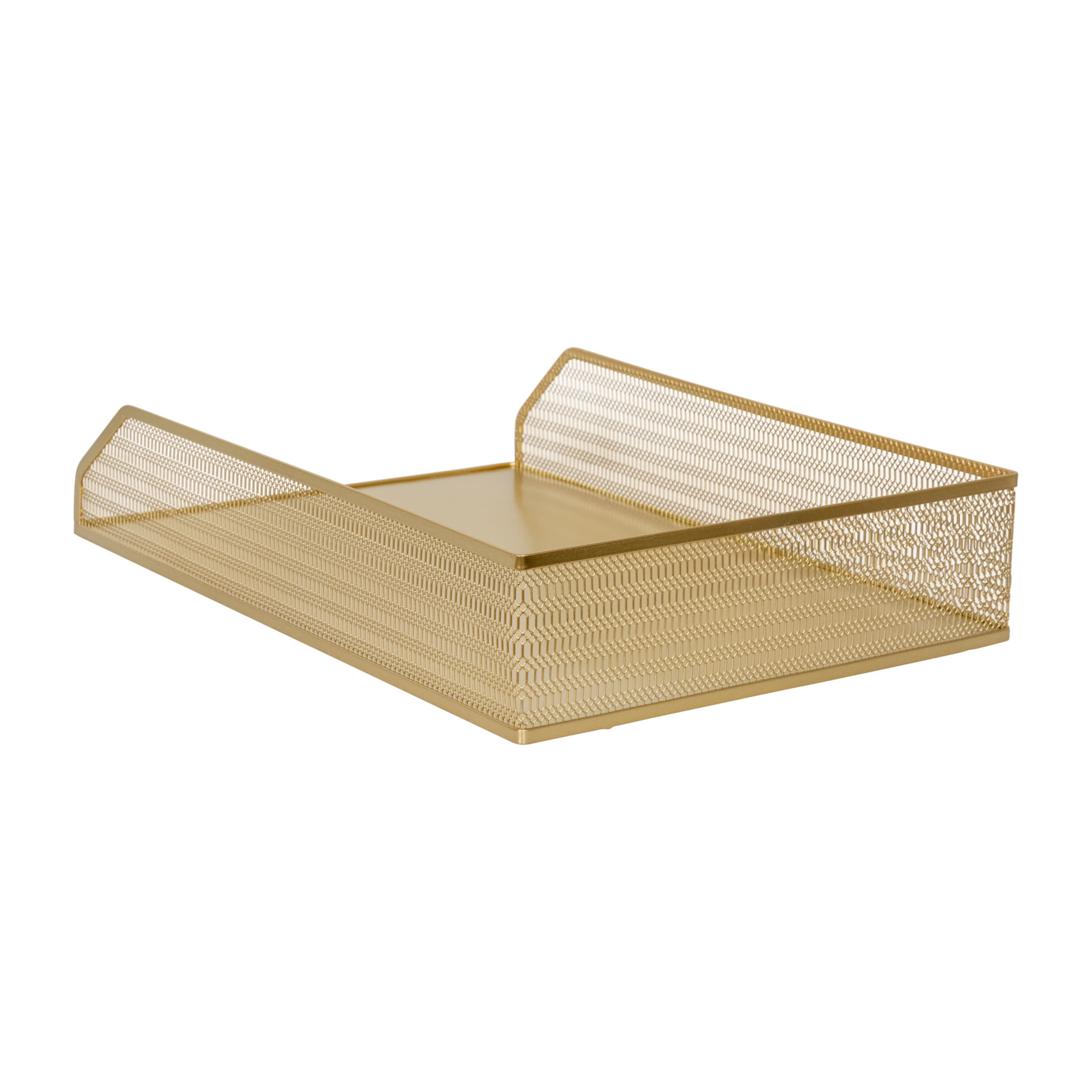 Martha Stewart Ryder 2 Pack Gold Mesh Metal Paper Letter Inbox Tray Desktop Organizer