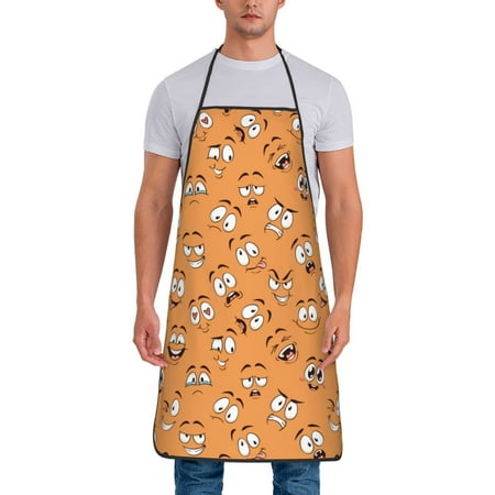 

Adjustable Bib Apron - various emotions Waterdrop Resistant Cooking Apron Kitchen Aprons for Men Women