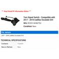 thumbnail image 2 of Turn Signal Switch - Compatible with 2017 - 2018 Cadillac Escalade ESV, 2 of 2