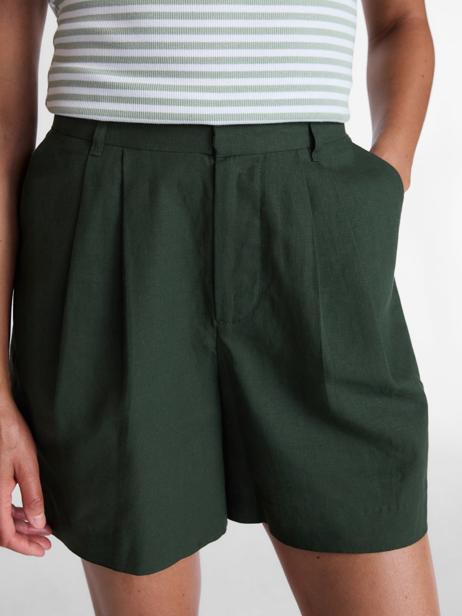 Time and Tru Women's Linen Blend Shorts, 5" Inseam, Sizes XS-XXXL