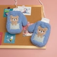 thumbnail image 4 of Guantes de felpa cálidos de invierno con cuello halter y rayas bordadas con oso engrosado, lindos guantes entre los dedos para exteriores fríos 879, 4 of 5