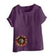 thumbnail image 4 of Vestidos Casuales Para Mujer, Blusas De Mujer De Moda Blusa informal de lino con botones y manga corta estampada para mujer, 4 of 4