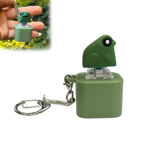 Croaking Keychain, Rechargeable Stress-Relieving Clicky Keyboard, Adult Animals Fidgets Single Key, Croaking Stress Reliever with Colorful Lights