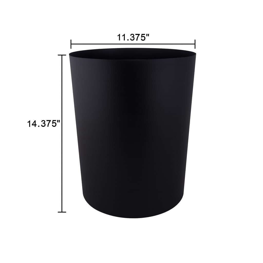 5 Gallon Plastic Bathroom Trash Can, Matte Black Garbage Bin Without Lid for Home Office Bedroom Kitchen