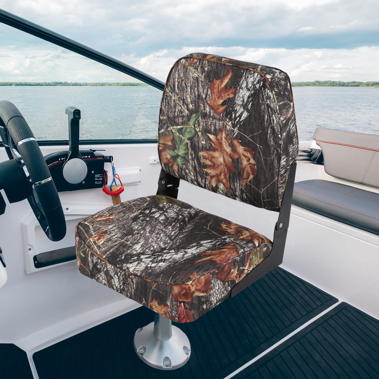 Kicctian 2 Pack High Back Folding Boat Seats with Thick Sponge Padding, Hinge & Fold-Down Design for Speedboat, Canoe or Sightseeing Boats,Multicolor