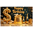 thumbnail image 2 of Golden Theme Happy Birthday Banner Decorative Design Party Backdrop for Birthday Celebration Indoor Party Event, 2 of 8