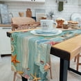 thumbnail image 4 of Beach Ocean Theme Blue Summer Dining Table Runner 76 inches Long, Rustic Vintage Wood Shell Starfish Linen Dining Table Runner for Everyday Use 13X90IN, 4 of 5