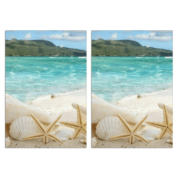 Starfish Kitchen Towels Set Of 2, Absorbent and Soft Dish Towels for Farmhouse Decor, Country Kitchen.