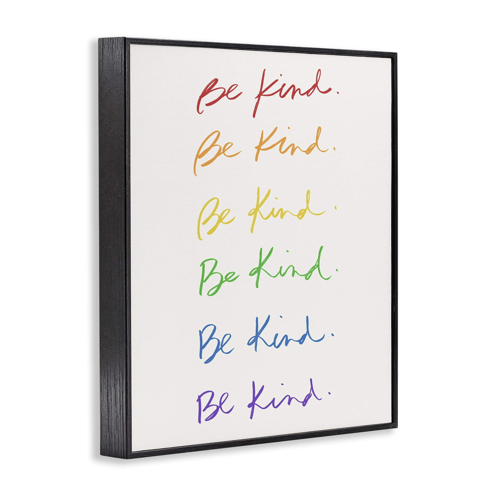 Stupell Industries Rainbow Be Kind Typography Painting Black Framed Art Print Wall Art, 11 x 14