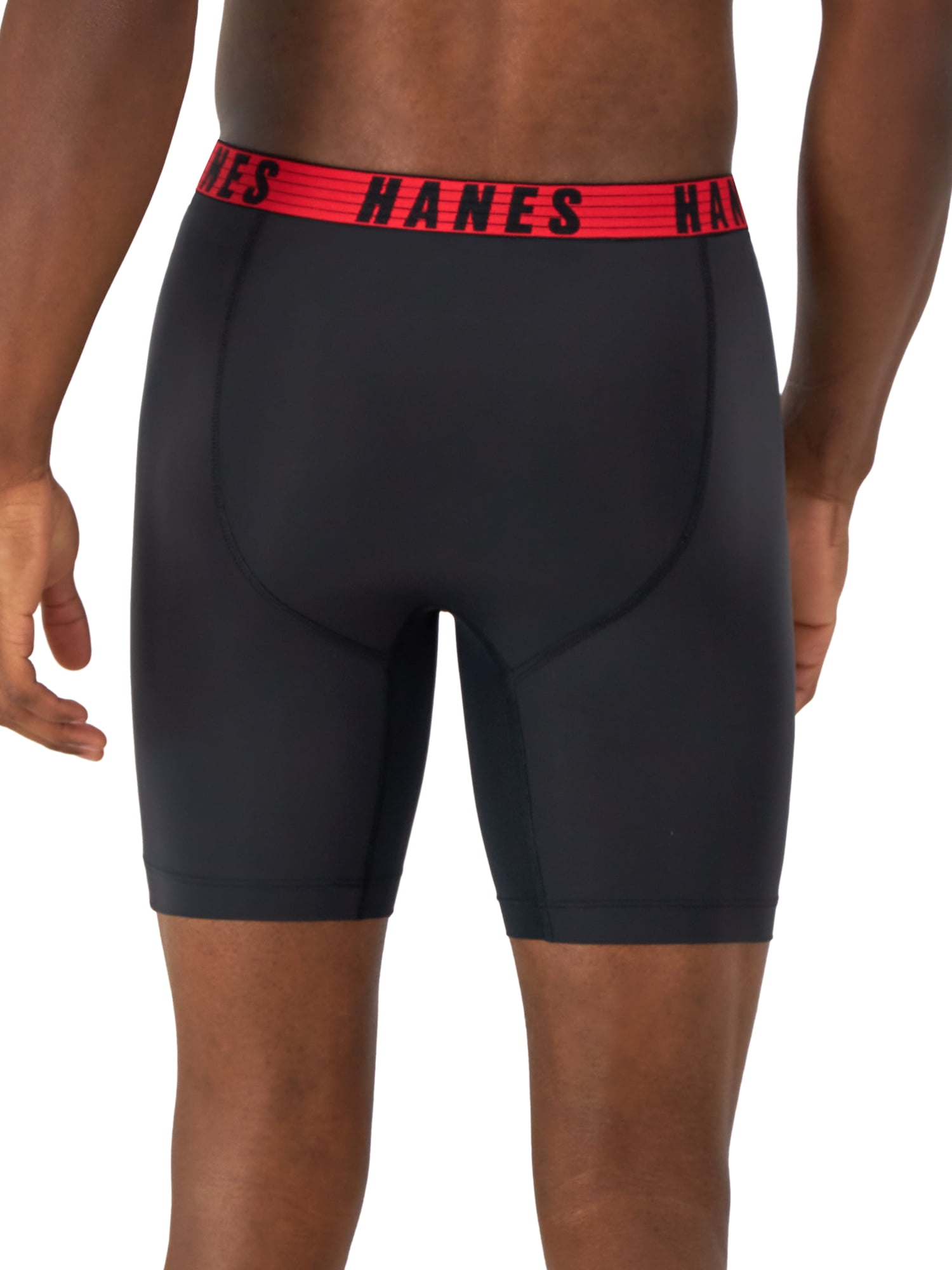Hanes Moves Men's Anti-Chafe Long Leg Boxer Brief, Total Support Pouch, 3-Pack, 8" Inseam