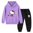 thumbnail image 3 of Hello Kitty primavera y otoño nueva ropa para niños Sudadera con capucha suéter pantalones de dos piezas de algodón para bebé traje de manga larga para niños, 3 of 5