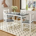 IKIFLY Dining Table Set for 4, Solid Wood 5Piece Kitchen Table and
