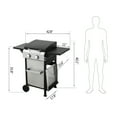 thumbnail image 4 of Holaki 2-Burner Propane Gas BBQ Grill – 24,600 BTU Stainless Steel Plancha with Wire Enamel Cooking Grids, Foldable Side Table & Hanging Basket, 4 of 15