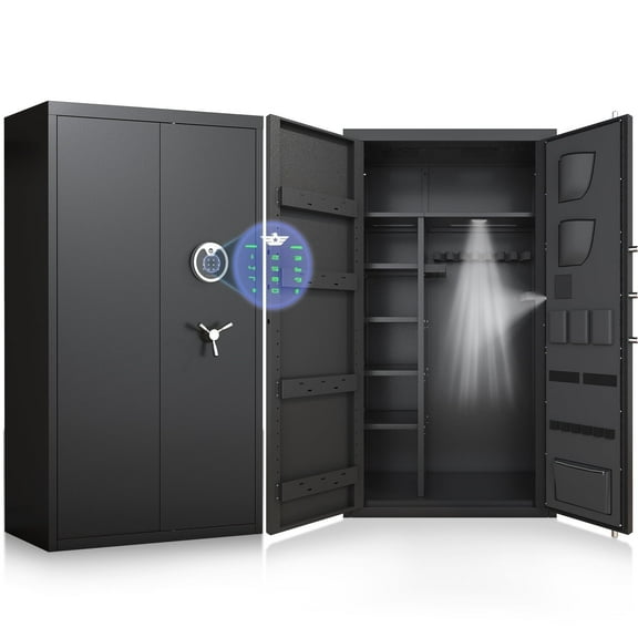 30-40 Gun Safe, Unassembled Large Digital Gun Safe for Pistols with LCD Keypad & Gun Rack, Long Gun Cabinet for Shotguns with Mute Function & Dual Alarm