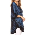 thumbnail image 4 of Sakkas Lynda Two Tone Batik Embroidered Palm Tree Peasant Top / Poncho - Blue - One Size Regular, 4 of 5