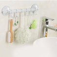 thumbnail image 3 of Home Bathroom Suction Cup Towel Bar Removeable Shower Rod 6 Hooks Hanger Towel Bar Suction Towel Rack, 3 of 10