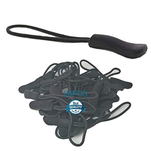 Handbags 24pcs Zipper Pulls Black Nylon Cord Zipper Pulls Zipper Fixer with Non-slip Gripper Zipper Extension Zipper Tag Replacement Zipper Tab for Backpacks Jackets Purses Luggage