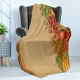 thumbnail image 4 of Harvest Soft Flannel Fleece Throw Blanket, Frame with Retro Elements Seasonal Composition Clean Eating Thanksgiving Vintage, Cozy Plush for Indoor and Outdoor Use, 50" x 60", Multicolor, by Ambesonne, 4 of 5