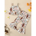 thumbnail image 2 of Baby Kid Girls Cattle Flower Print Suspender Camisole Flare Pants Set Summer Casual Outfit, 2 of 8