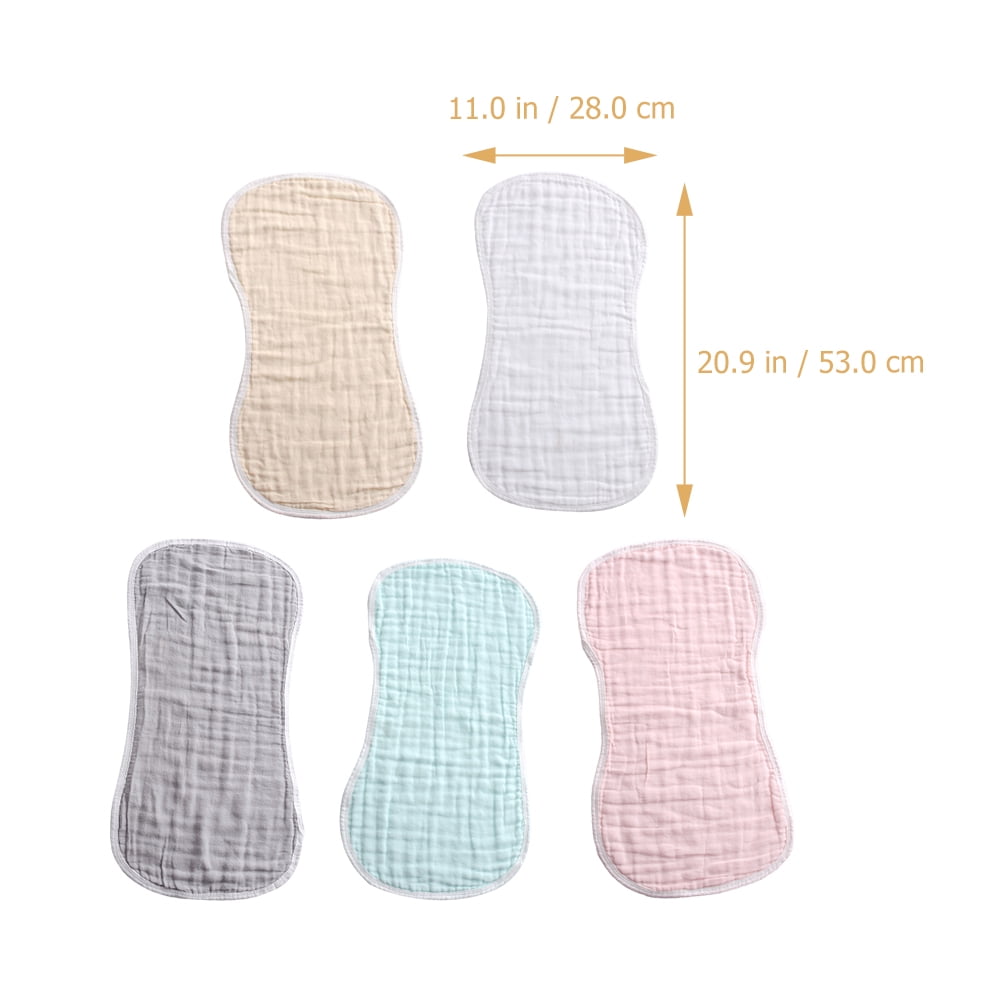 UPOUART 5-Pack Soft Cotton Baby Burp Cloths, Absorbent White Rags for Newborn Care and Indoor Use